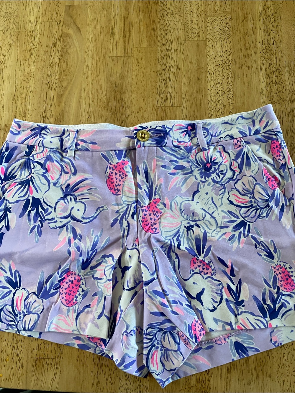 Lilly Pulitzer Lavender Floral Print Women’s Shorts with Pink Accents